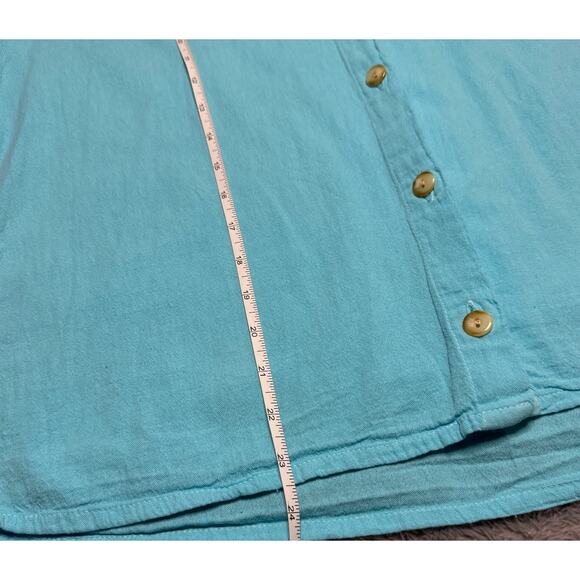 Maya Jones Cotton Beach Button Front Top Women's Large Blue Hand Made Classic - Picture 5 of 7